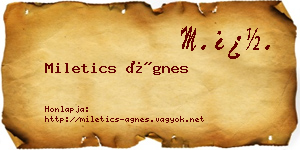 Miletics Ágnes névjegykártya